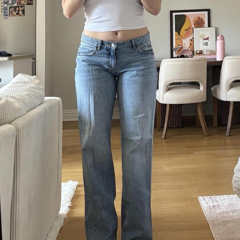 Zara Light Blue Straight-Leg Jeans